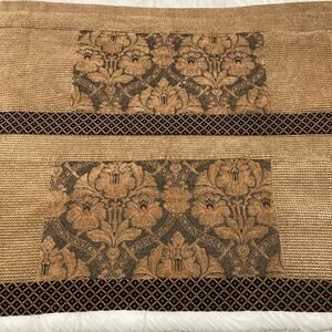 Vintage 1990s Table Runner Set Lot of 2 Brown Gold & Black‎